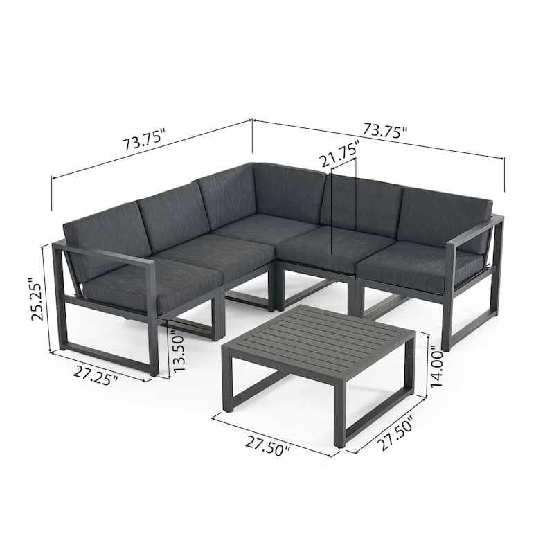 Navan Outdoor V-shaped 5 Seater Sectional Sofa Set by Christopher Knight Home