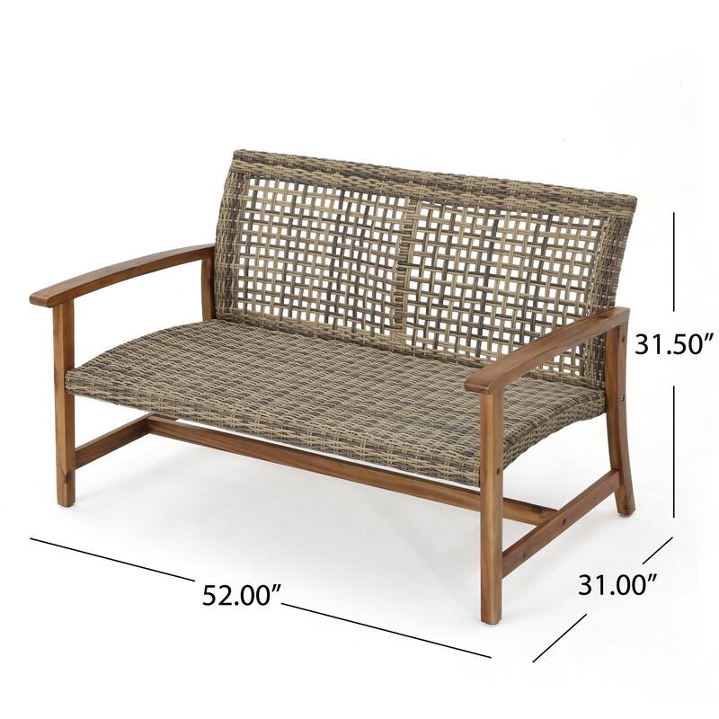 Hampton Outdoor 7-piece Mid-Century Wicker Chat Set by Christopher Knight Home