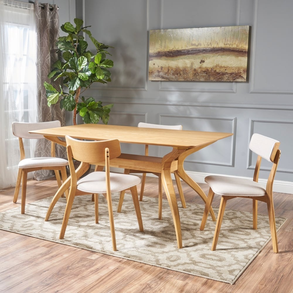 Nissie Mid-Century 5-piece Wood Rectangle Dining Set by Christopher Knight Home