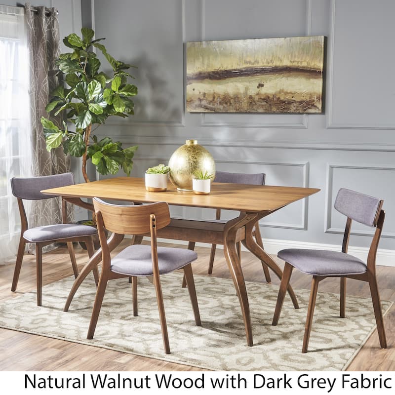 Nissie Mid-Century 5-piece Wood Rectangle Dining Set by Christopher Knight Home
