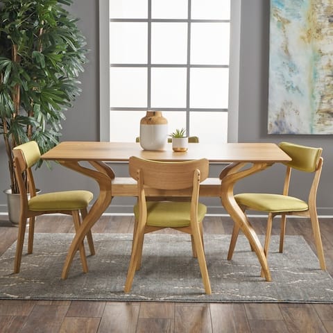 Nissie Mid-Century 5-piece Wood Rectangle Dining Set by Christopher Knight Home