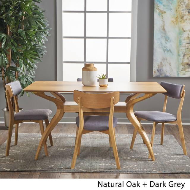 Nissie Mid-Century 5-piece Wood Rectangle Dining Set by Christopher Knight Home