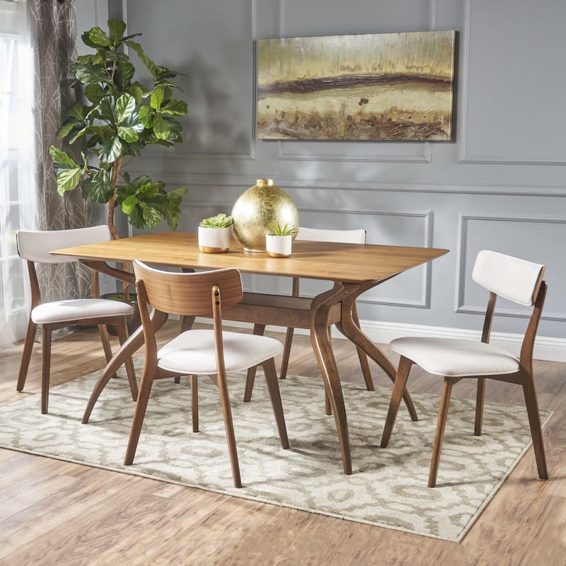 Nissie Mid-Century 5-piece Wood Rectangle Dining Set by Christopher Knight Home