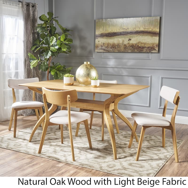 Nissie Mid-Century 5-piece Wood Rectangle Dining Set by Christopher Knight Home