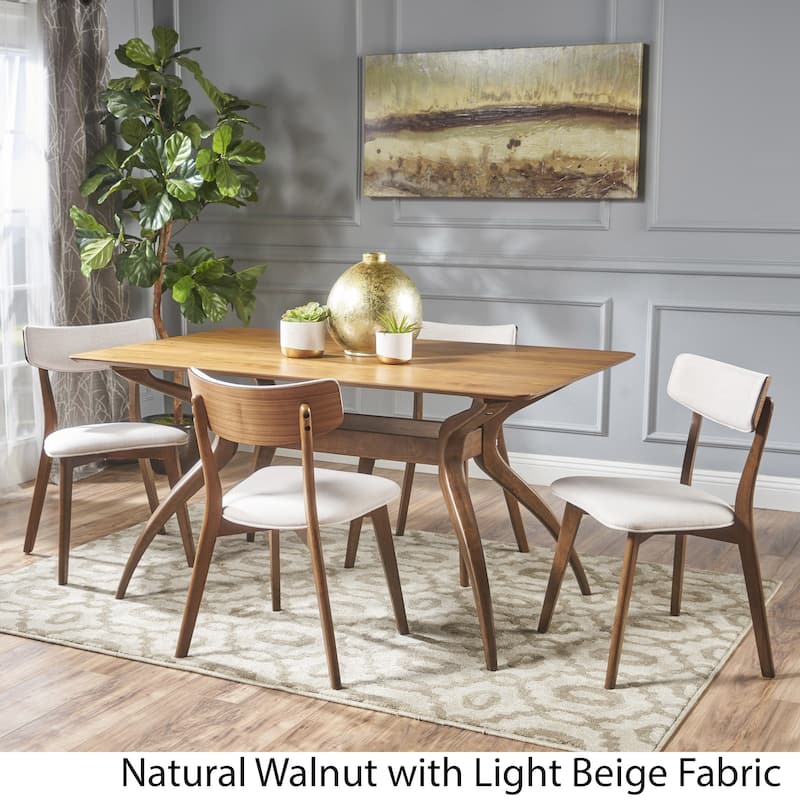 Nissie Mid-Century 5-piece Wood Rectangle Dining Set by Christopher Knight Home