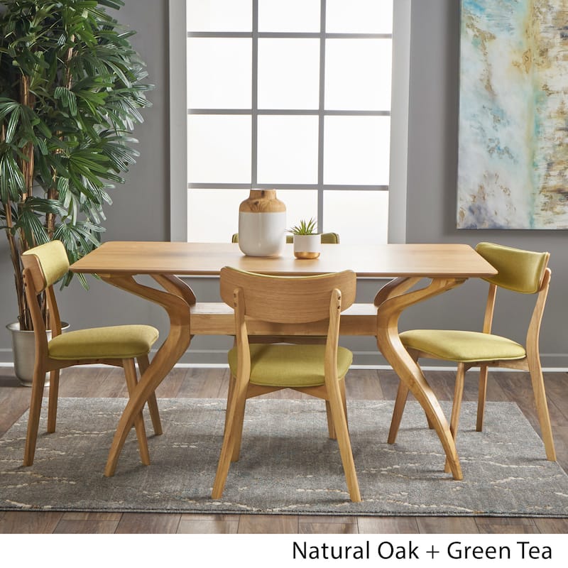 Nissie Mid-Century 5-piece Wood Rectangle Dining Set by Christopher Knight Home