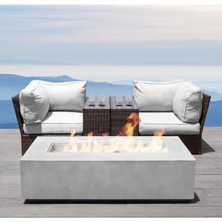 LSI Grey Aluminum and Wicker 5-piece Cup Table Fire Pit Set - Bed Bath ...