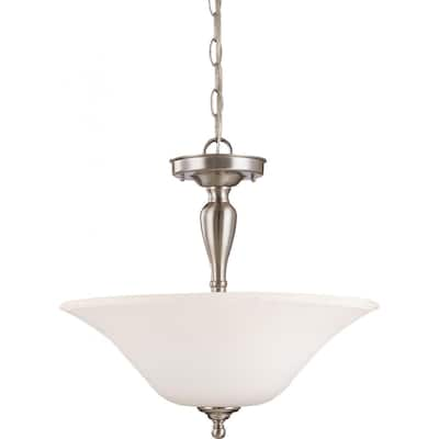 Dupont - 3 Light Semi Flush with Satin White Glass