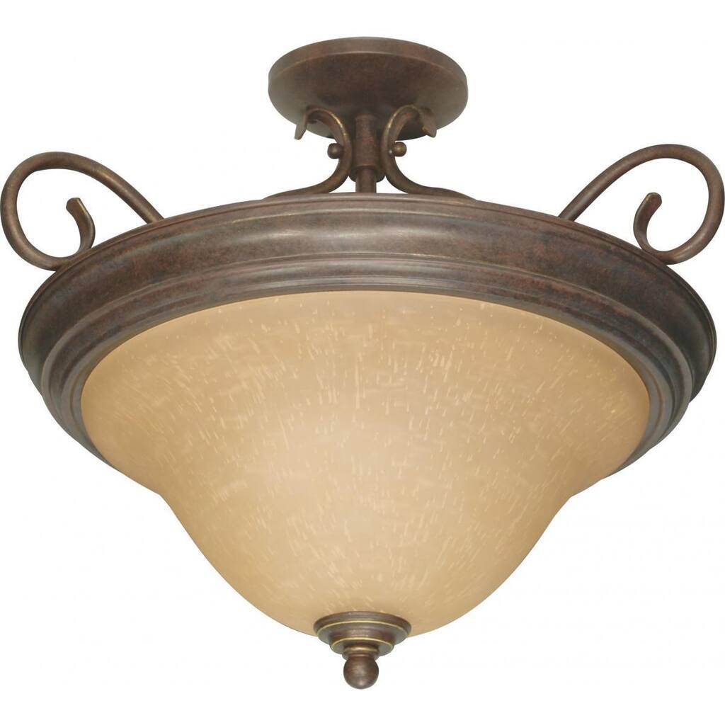 Castillo - 3 Light - 19" - Semi-Flush - with Champagne Linen Washed Glass