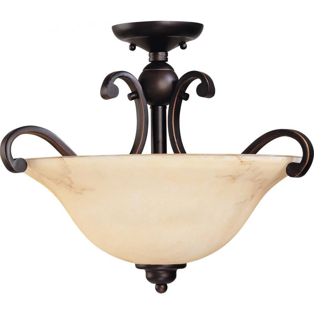 Anastasia - 3 Light Semi-Flush Dome with Honey Marble Glass