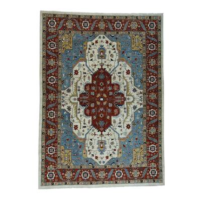 Shahbanu Rugs Peshawar Heriz Design Hand-Knotted Pure Wool Oriental Rug (10' x 14')