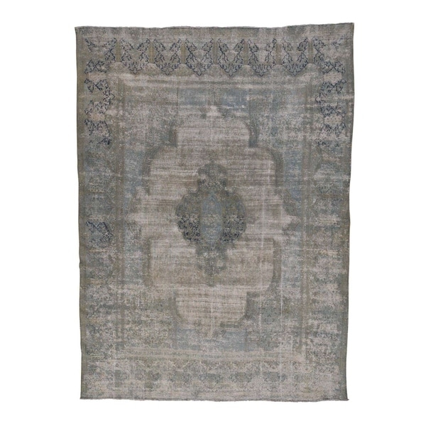 Shahbanu Rugs Vintage White Wash Persian Kerman Hand Knotted Shahbanu Rugs Vintage White Wash Persian Kerman Hand Knotted Pure Wool Rug 10
