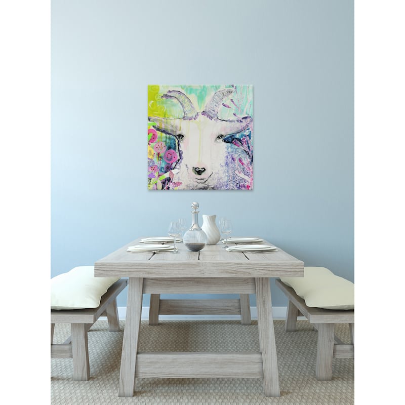 'Goat's Paradise' Painting Print on Wrapped Canvas - Multi-Color