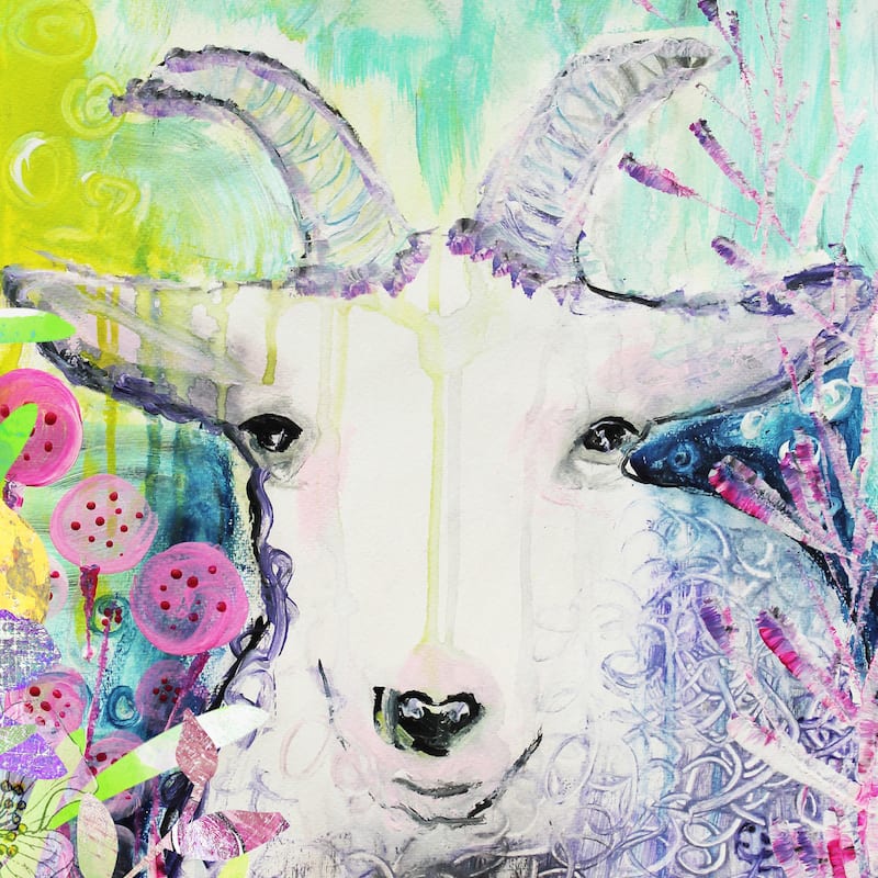 'Goat's Paradise' Painting Print on Wrapped Canvas - Multi-Color