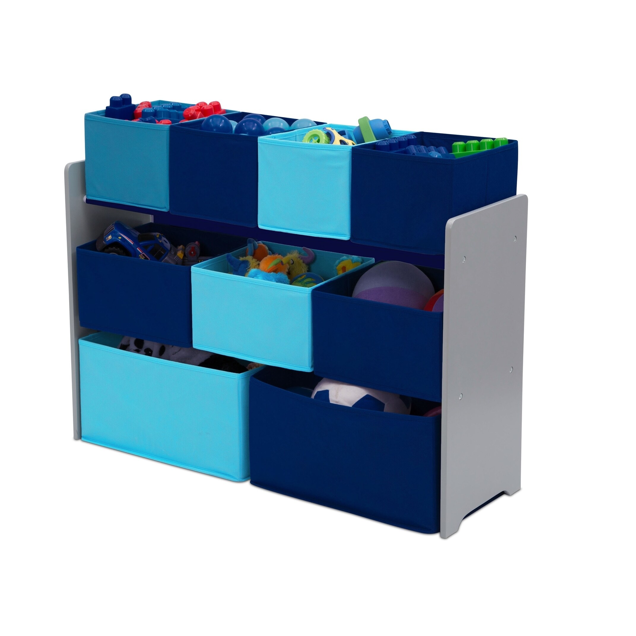 Grey/ Grey/Blue Delta Children Kids Toy Storage Organizer With 12 Plastic Bins 