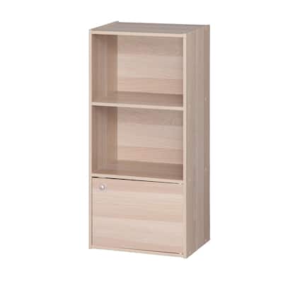 IRIS 3-tier Light Brown Wood Storage Shelf with Door