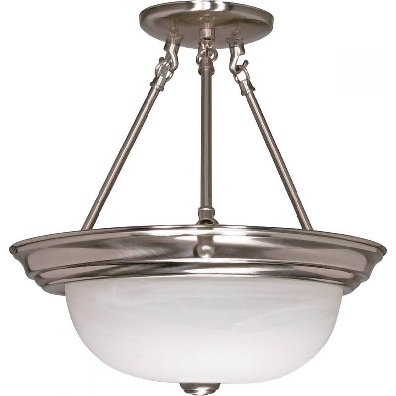 2 Light - 13" - Semi-Flush - Alabaster Glass