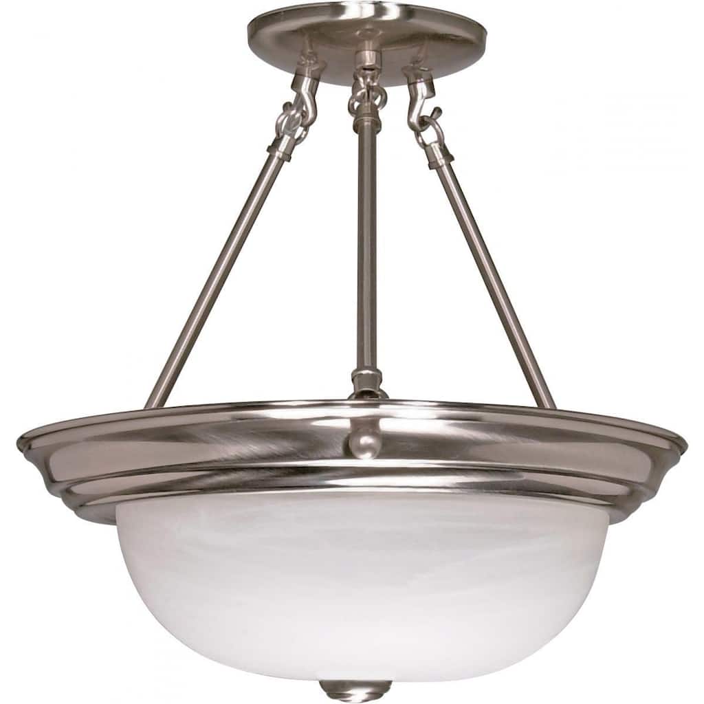 2 Light - 13" - Semi-Flush - Alabaster Glass