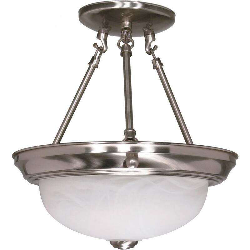 2 Light - 11" - Semi-Flush - Alabaster Glass
