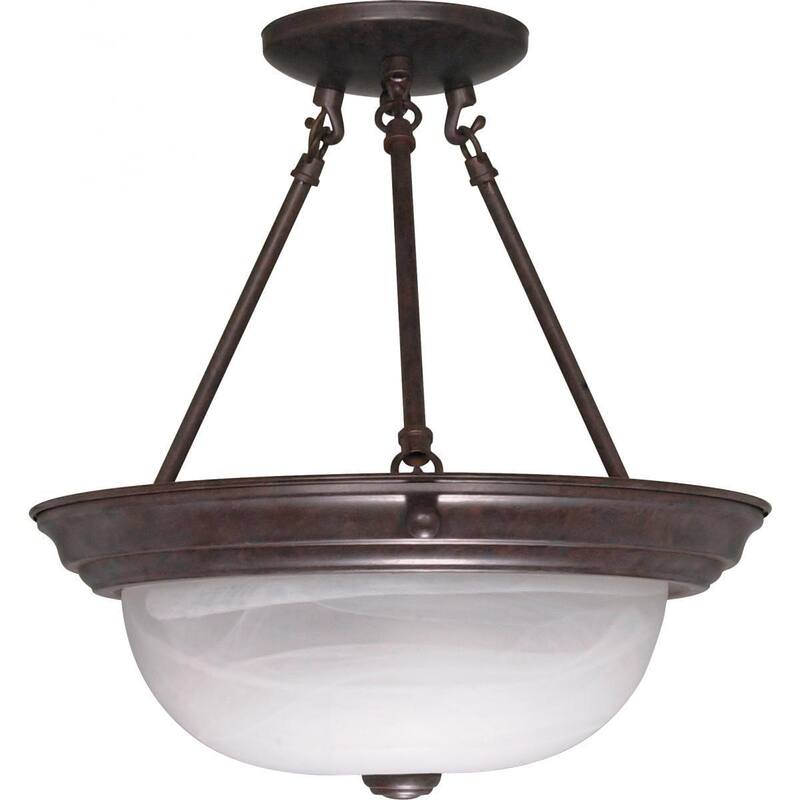 2 Light - 13" - Semi-Flush - Alabaster Glass