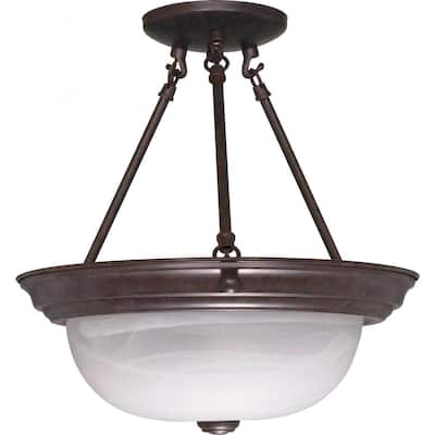 2 Light - 13" - Semi-Flush - Alabaster Glass