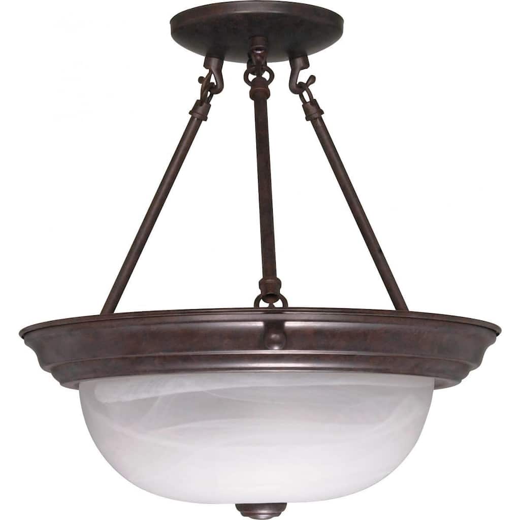 2 Light - 13" - Semi-Flush - Alabaster Glass