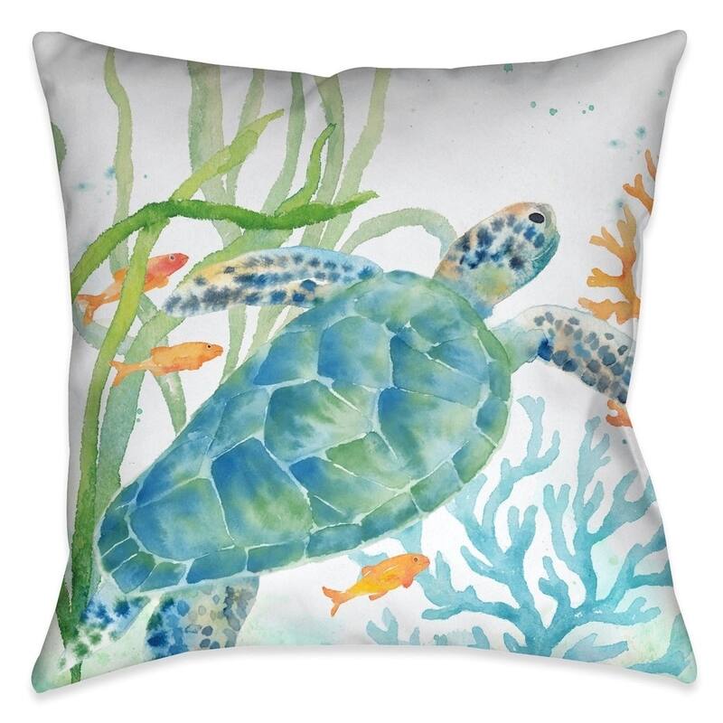 Laural Home Turtle and Coral Indoor Decorative Pillow