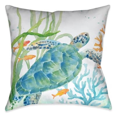 Laural Home Turtle and Coral Indoor Decorative Pillow