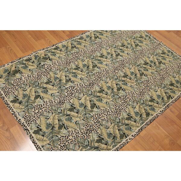 Shop Cheetah Print Needlepoint Aubusson Pure Wool Rug 4 X 6