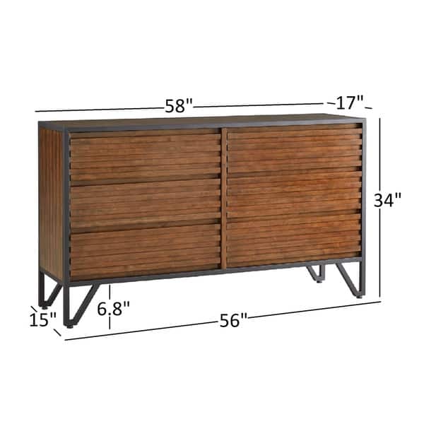 Shop Chico Stacked Cherry Wood And Metal 6 Drawer Dresser And