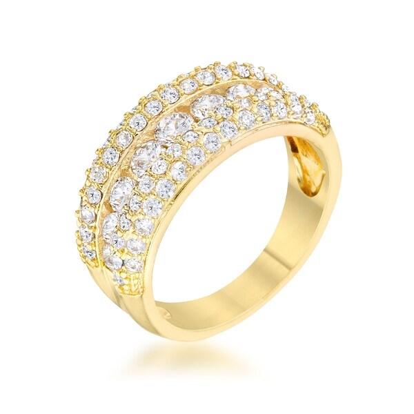 Luna 1.1ct CZ 14k Gold Classic Band Ring - Clear