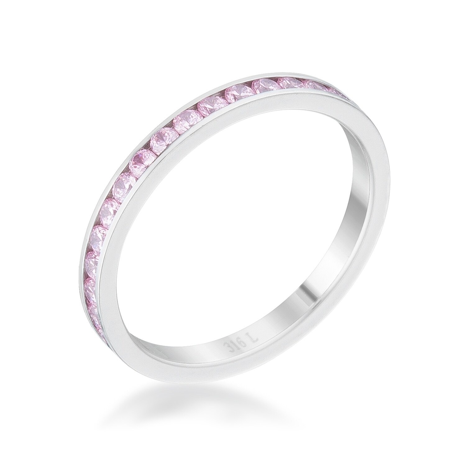 Ladies full eternity ring band wedding princess stainless steel cz silver 3435