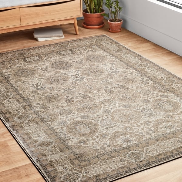 Alexander Home Kendrick Bordered Floral Area Rug - Bed Bath & Beyond ...