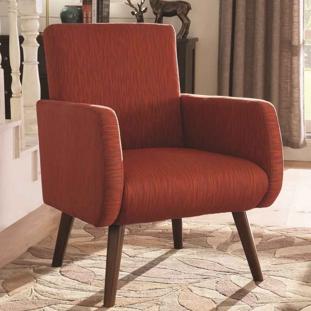 Mid-Century Modern Design Orange-Red Upholstered Living Room Accent Chair