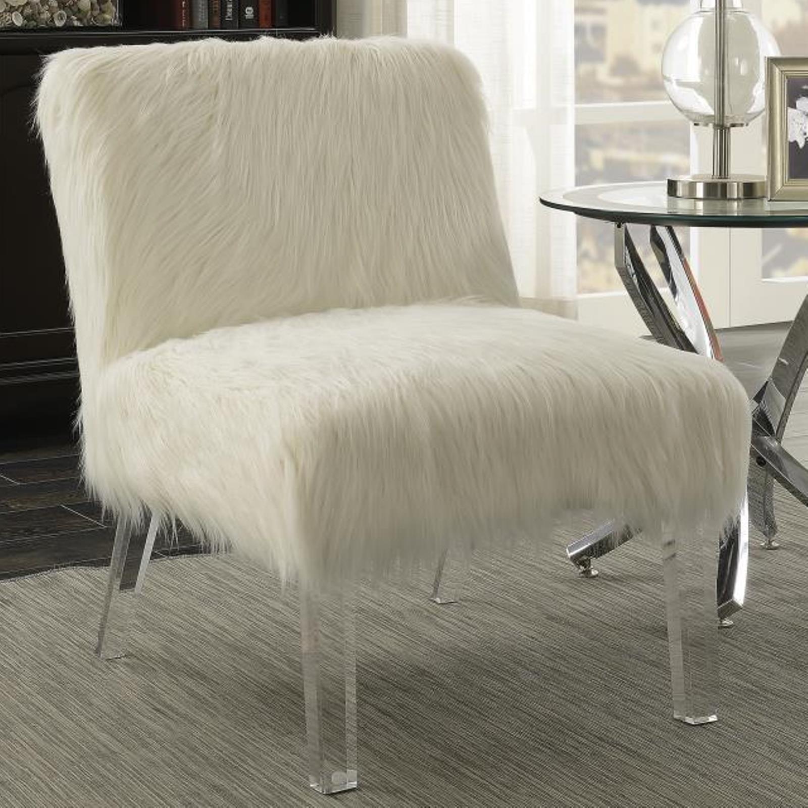 Furry Design Living Room Accent Chair with Acrylic Legs Bed Bath