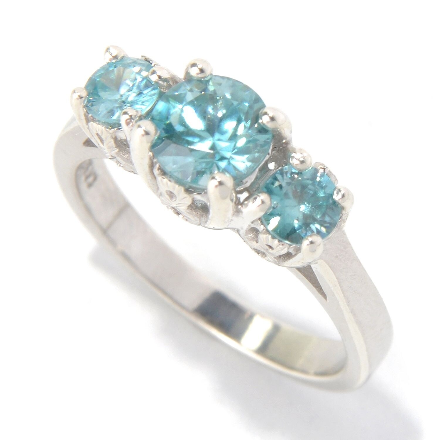 three stone silver ring