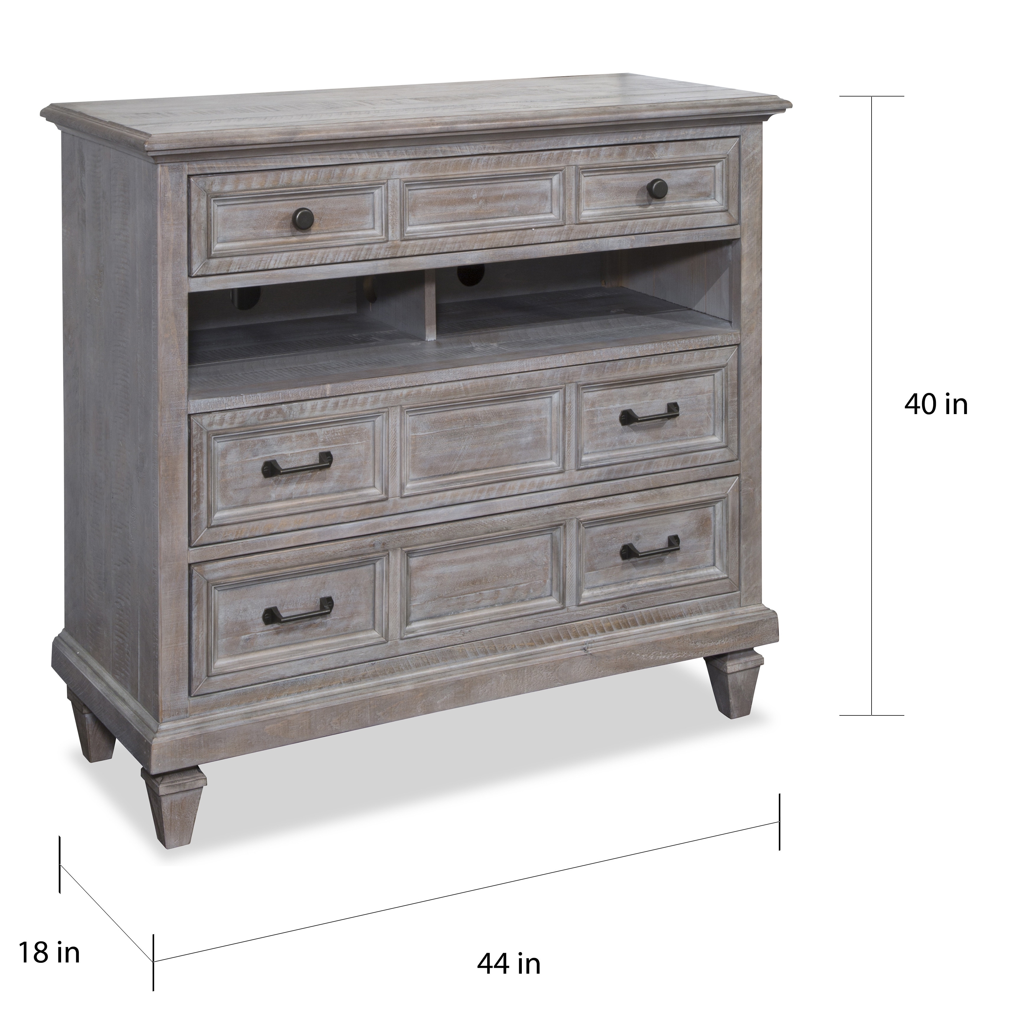 Shop Lancaster Traditional Dovetail Grey Media Chest Overstock