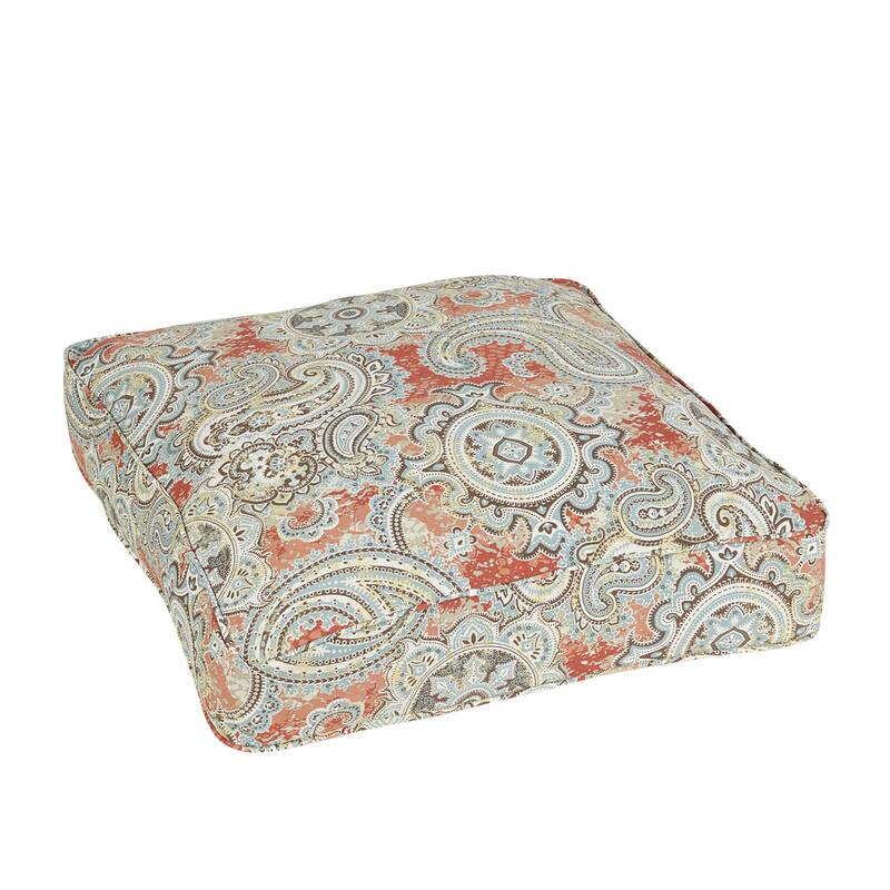 Corragan Coral Paisley 26-inch Indoor/Outdoor Corded Floor Pouf
