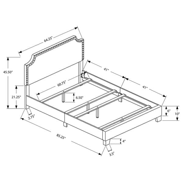 Bed, Queen Size, Platform, Bedroom, Frame, Upholstered, Linen Look