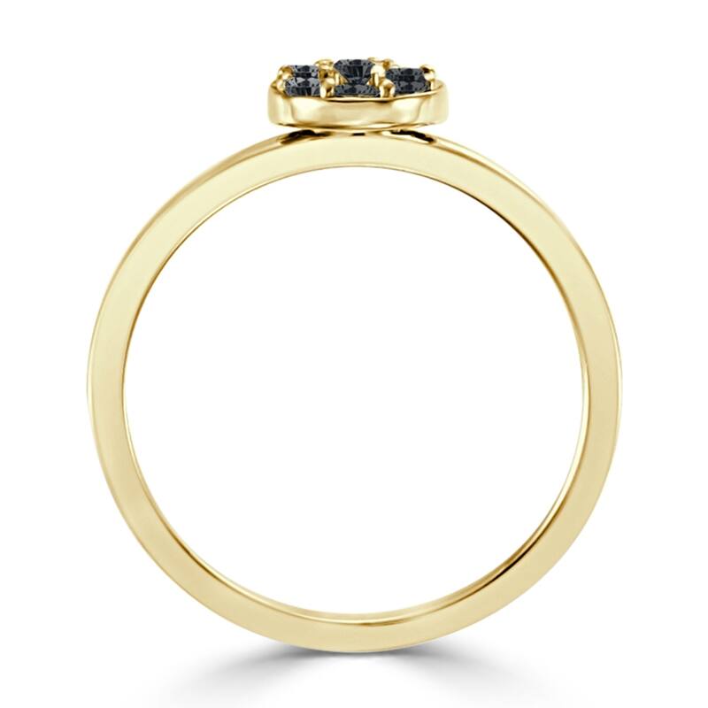 Auriya 1/4ctw Petite Stackable Halo Black Diamond Ring 10k Gold