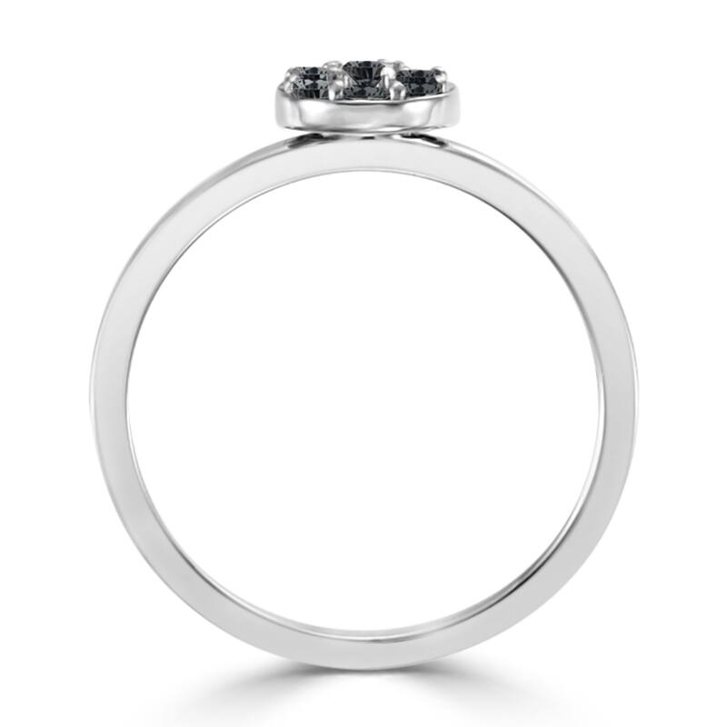 Auriya 1/4ctw Petite Stackable Halo Black Diamond Ring 10k Gold