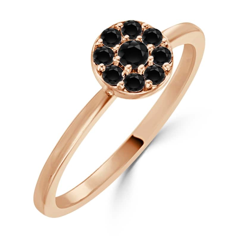 Auriya 1/4ctw Petite Stackable Halo Black Diamond Ring 10k Gold