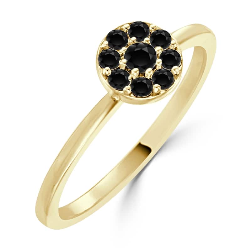 Auriya 1/4ctw Petite Stackable Halo Black Diamond Ring 10k Gold