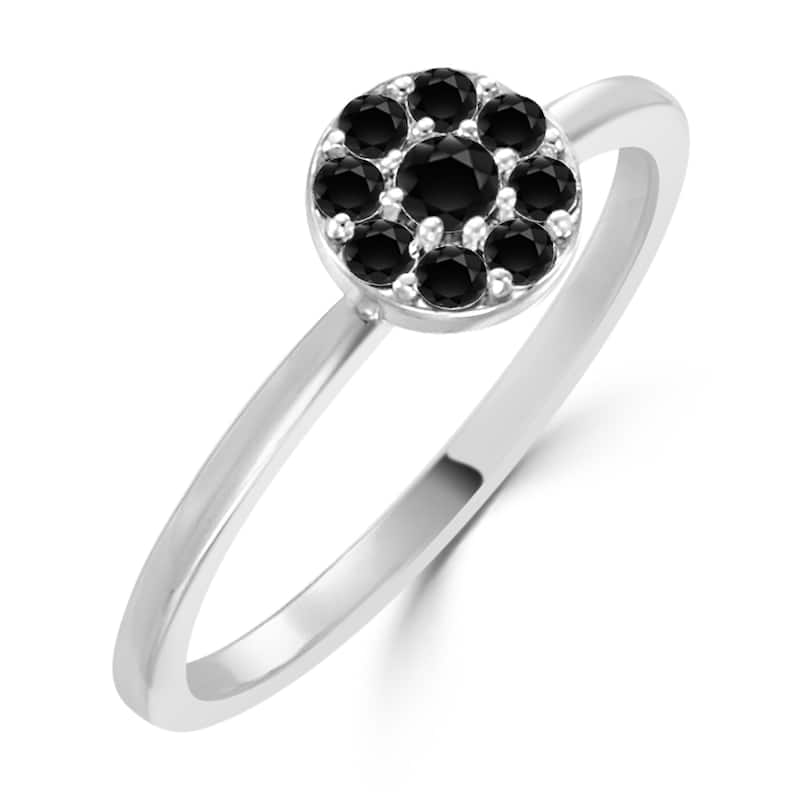 Auriya 1/4ctw Petite Stackable Halo Black Diamond Ring 10k Gold