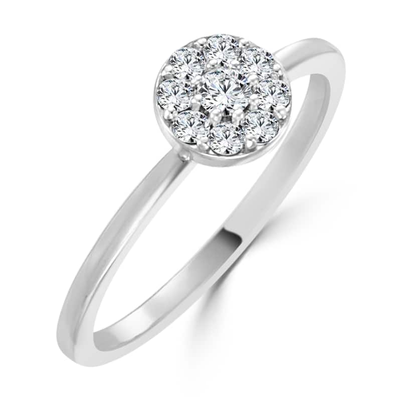 10K Gold 1/4ct TDW Petite Diamond Floral Halo Stackable Ring By Auriya