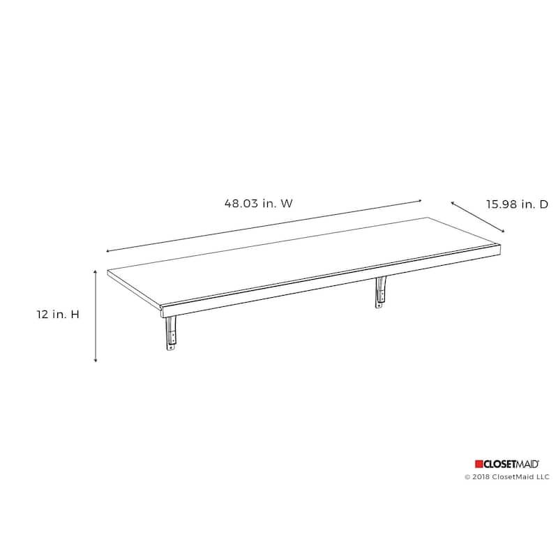 ClosetMaid Premium Wood 48" W X 16" D Solid Shelf Kit