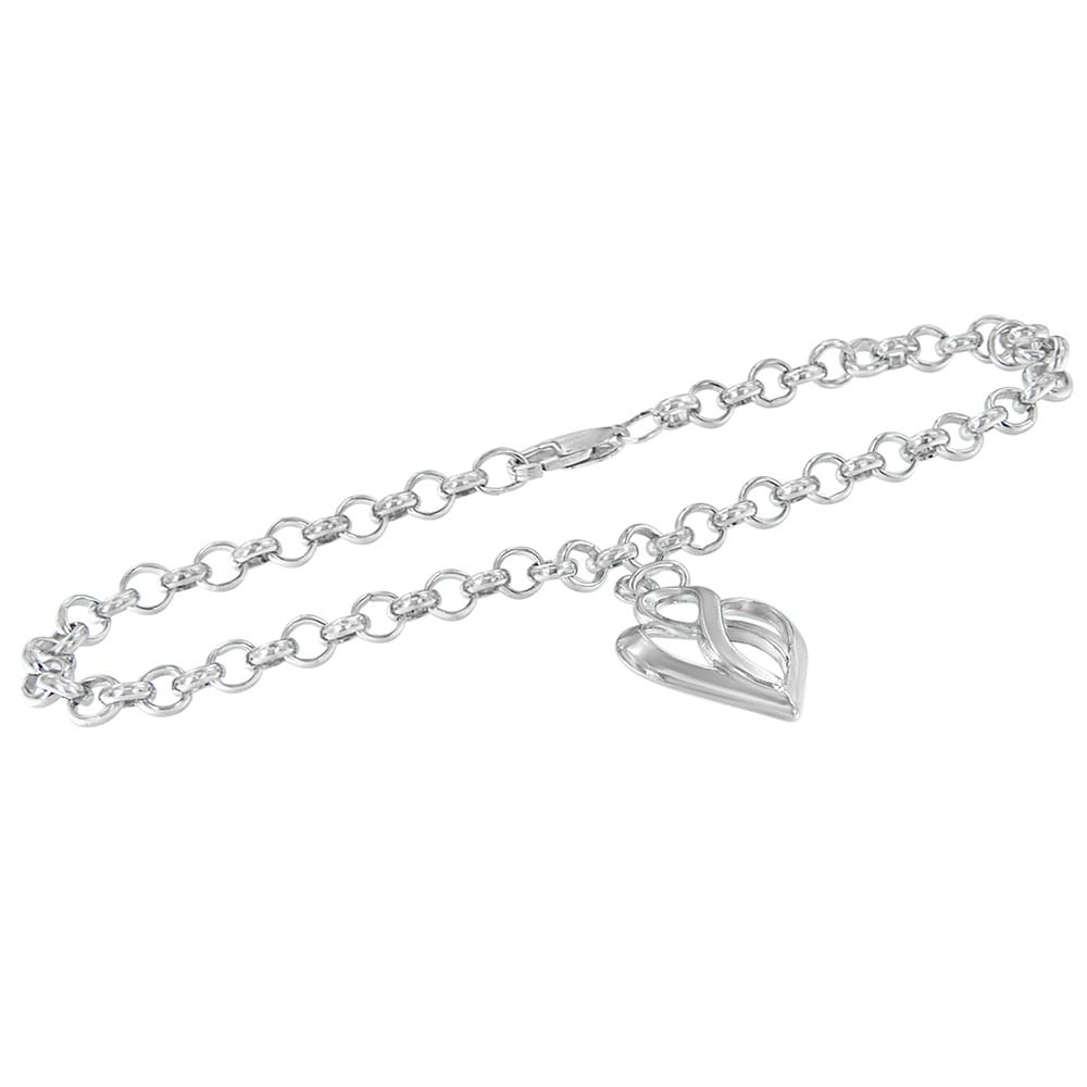 Sterling Silver Heart And Infinity Charm Bracelet On Heart And Infinity Charm Bracelet