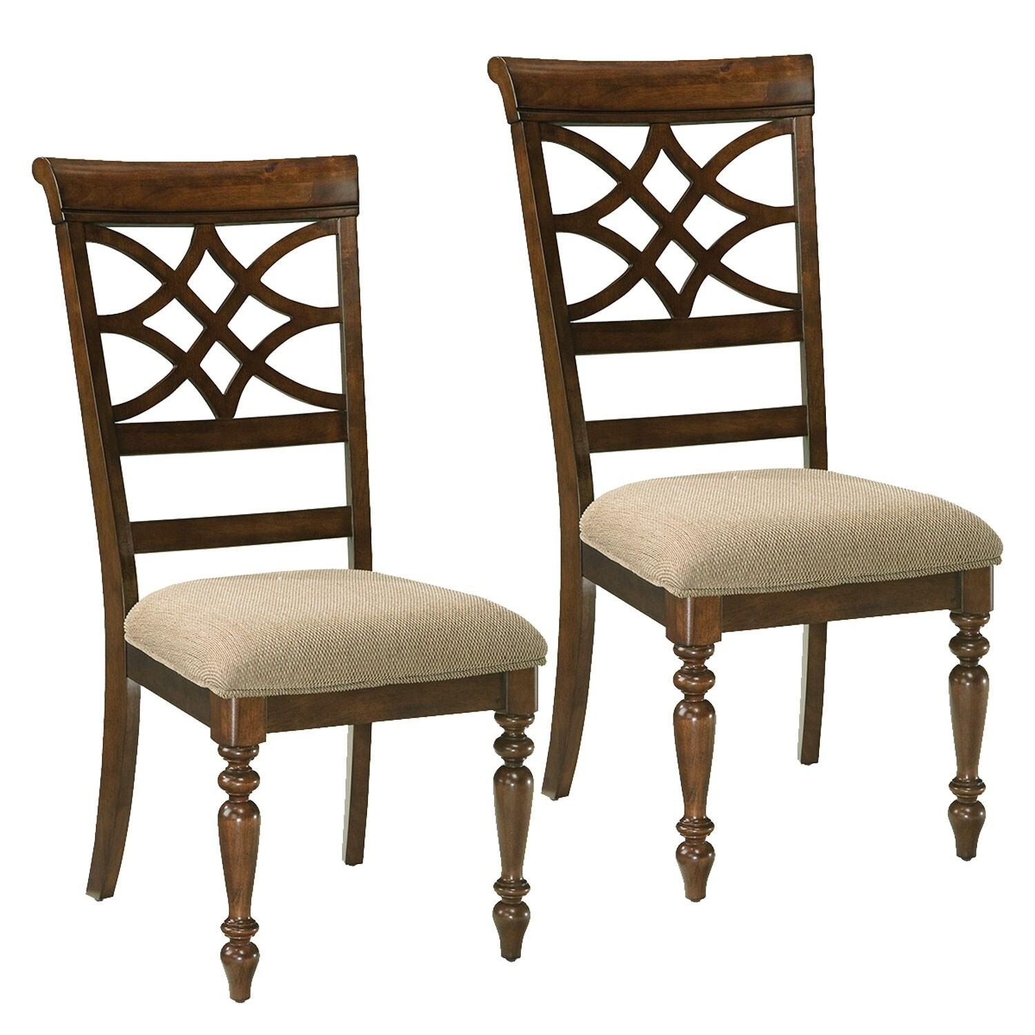 Standard Furniture Woodmont 2 Pack Side Chairs with Upholstered Seat Brown Cherry