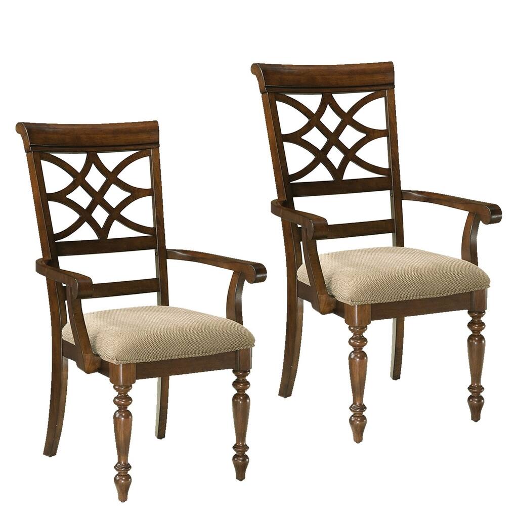 Standard Furniture Woodmont 2-Pack Arm Chair with Upholstered Seat, Brown Cherry