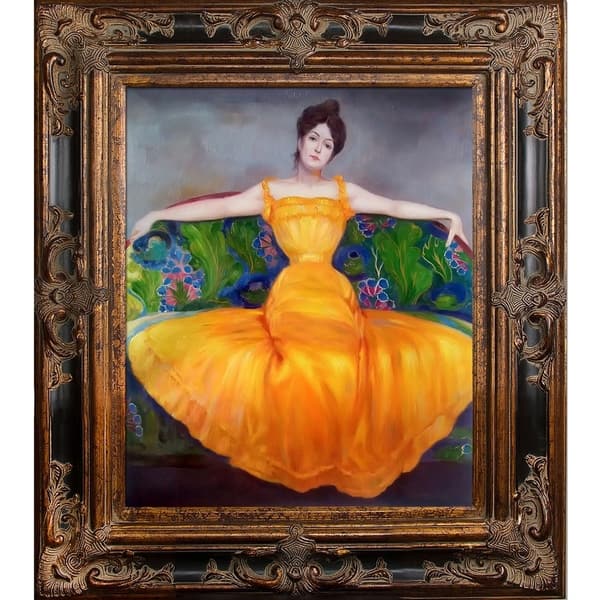 La Pastiche by overstockArt Lady in Yellow Dress by Max Kurzweil with  Excalibur Glossy Frame, 31.5" x 35.5" - Bed Bath & Beyond - 17179123